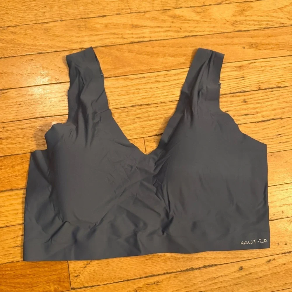 Nautica Intimates Womens 2X Blue Seamless Comfort Bralette V-Neck‎ Style